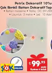 PETRİX DEKORATİF 10’LU ÇOK RENKLİ RATTAN DEKORATİF TOP